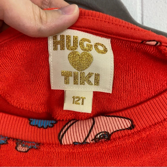 Hugo Loves Tiki Poodle Print Pj Lounge Set Orange Girls Size 12 T Organic Cotton - Picture 7 of 16